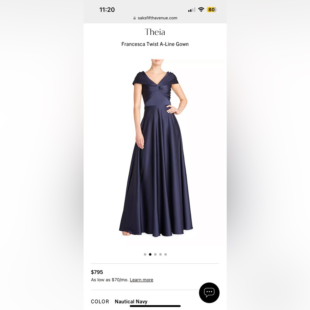 👗 Mother of the Bride Theia Francesca Twist A-Line Gown Worn Once